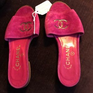 Authentic Suede Chanel Slides!